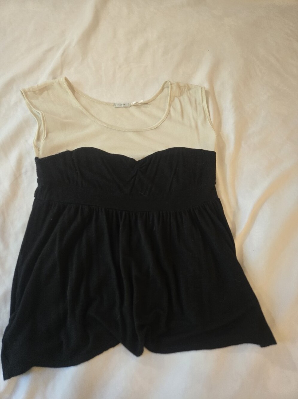 Kimchi Blue Cream And Black Sleeveless Peplum Top M